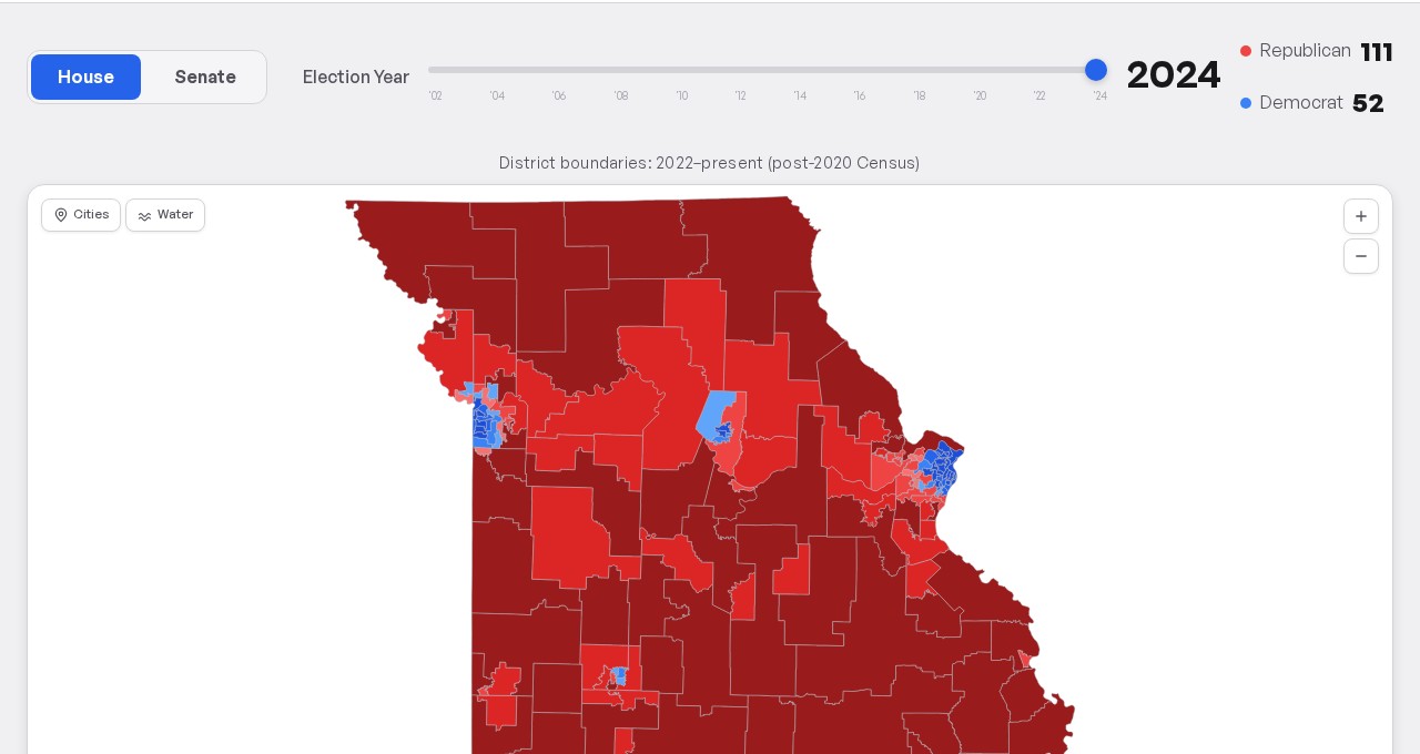 Missouri election map showing 2024 House results